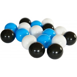 Piłki do suchego basenu 7 cm białe, czarne, błękitne