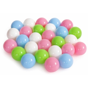 Zestaw piłeczek 6 cm do suchego basenu – biały, limonka, baby blue i pudrowy róż