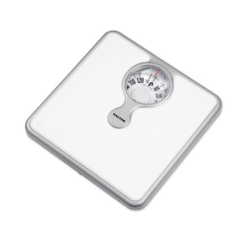 Biała mechaniczna waga łazienkowa 130 kg ze szkłem powiększającym