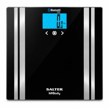 Salter 9159 BK3R – czarna waga z pomiarem tłuszczu, wody, mięśni i BMI, widok platformy