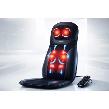 Wizualizacja masażu shiatsu – HoMedics SBM-75H, działanie rolek na plecy i kark.