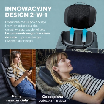 Mata masująca do ciała HoMedics MCS-950HJ – design 2w1, odczepiana poduszka masująca bezprzewodowa.