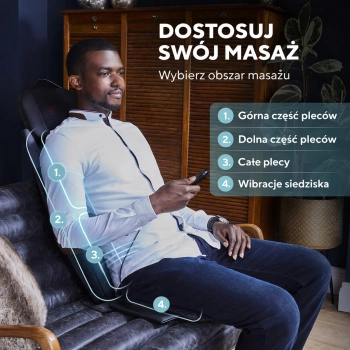 Maty masujące na fotele HoMedics MCS-950HJ – wybór obszaru masażu pleców i wibracje siedziska.