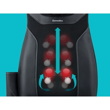 Mechanizm rolek shiatsu HoMedics SBM-75H – masaż pleców, ruchy rolujące i ugniatanie.