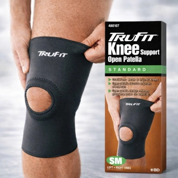 Stabilizator kolana TruFit z wycięciem na rzepkę i neoprenową opaską