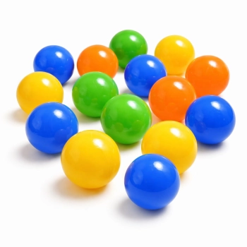 Piłeczki do suchego basenu 6 cm – niebieski, żółty, limonka, pomarańczowy – zestaw