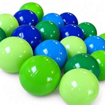 Piłeczki do suchego basenu 6 cm – limonkowe, niebieskie, błękitne, seledynowe i zielone – 100 sztuk
