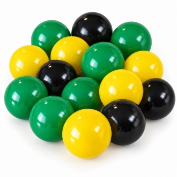 Piłeczki do suchego basenu 6 cm – zielone, żółte i czarne – 100 sztuk