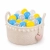 Piłeczki 7 cm żółte bezbarwne i baby blue na białym tle