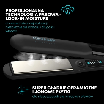Technologia parowa Lock In Moisture i jonowe płytki w prostownicy reVamp ST-1600