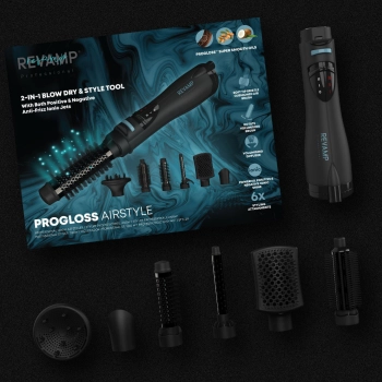 reVamp DR-1250A Progloss Airstyle – opakowanie zestawu i akcesoria